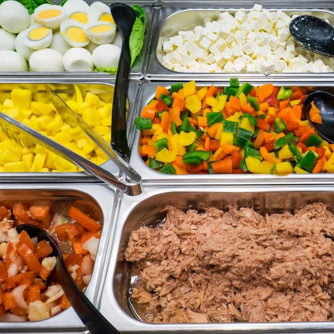 Mifoci 4 Pack Stainless Steam Hotel Pan with Lid, 1/3 Size x 6 Inch Deep Table Steam Pan Restaurant Supplies Reusable Anti Rust Catering Storage for Home, Party, Restaurant, Hotel, Buffet