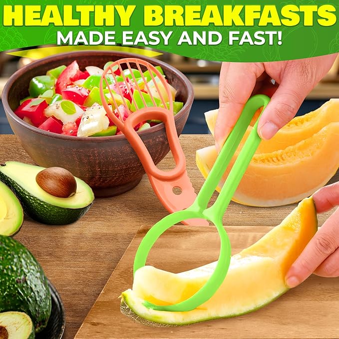 10 Pcs Fruit Slicer Set Fruit Cutting Tools - Pineapple Corer and Slicer Kiwi Cutter Apple Slicer and Corer Cantaloupe Cutter Strawberry Huller Watermelon Cutter Slicer Tool - Banana Cutter Slicer