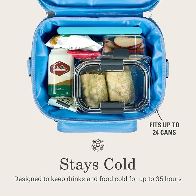 Coleman Pro 24-Can Premium Soft Cooler Lunchbox, Fully Insulated Lid & Body Stays Cold up to 35 Hours, Great for Camping, Tailgating, Parties, Sports, Concerts, Lunches & More