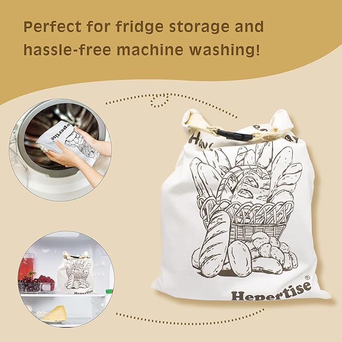 Reusable Bread Bags for Homemade, 12" X 17" Sour dough Bread Bags With Plastic Lined, 2 Pack Food Storage Bag to Keep Sourdough Fresh