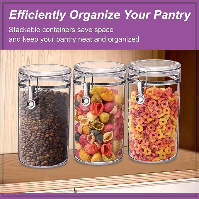 Amazing Abby Cathy - 70-Ounce Plastic Canister (Set of 3), Plastic Airtight Food Container, Stackable for Pantry Storage, BPA-Free and Shatter-Proof, Perfect for Home and Commercial Use