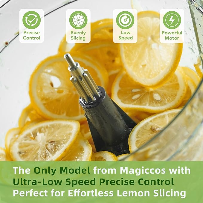 14-Cup Lemon Slicer Food-Processor - Large Feed Chute, 13 Speeds & Pulse, 3 Programs,Cheese Shredding, Cutting Fries, Meat Chopping, Shredding and Slicing, Mixing and Doughing, for Home Use