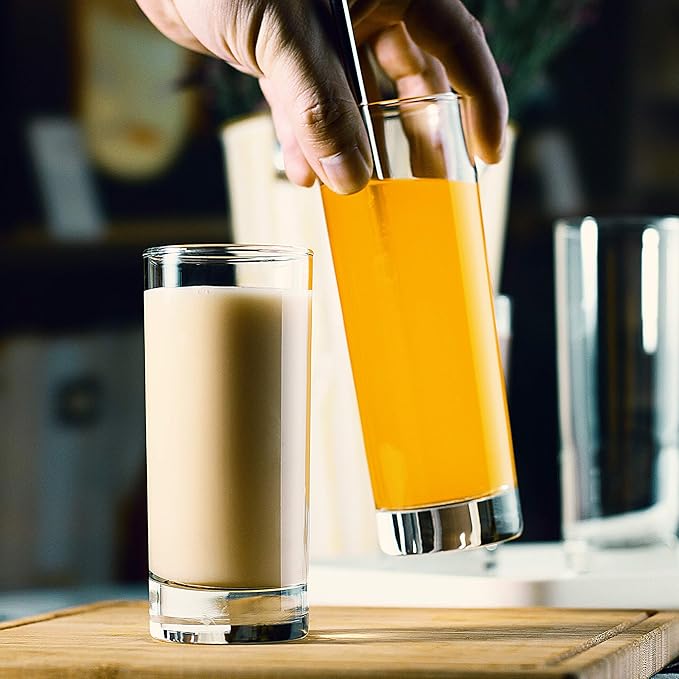 LUXU Premium Highball Drinking Glasses (Set of 6)-7 oz Tom Collins Glasses,Clear Tall Glass Cups,Cute Cocktail Glasses,Lead-free Water Glasses Bar Glassware for Mojito Beverages and Mixed Drinks