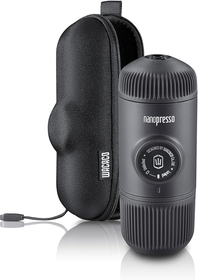 WACACO Nanopresso Portable Espresso Maker Bundled with Protective Case, Mini Travel Coffee Machine, Perfect for Camping, Travel and Office( Black)
