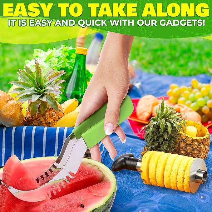 10 Pcs Fruit Slicer Set Fruit Cutting Tools - Pineapple Corer and Slicer Kiwi Cutter Apple Slicer and Corer Cantaloupe Cutter Strawberry Huller Watermelon Cutter Slicer Tool - Banana Cutter Slicer