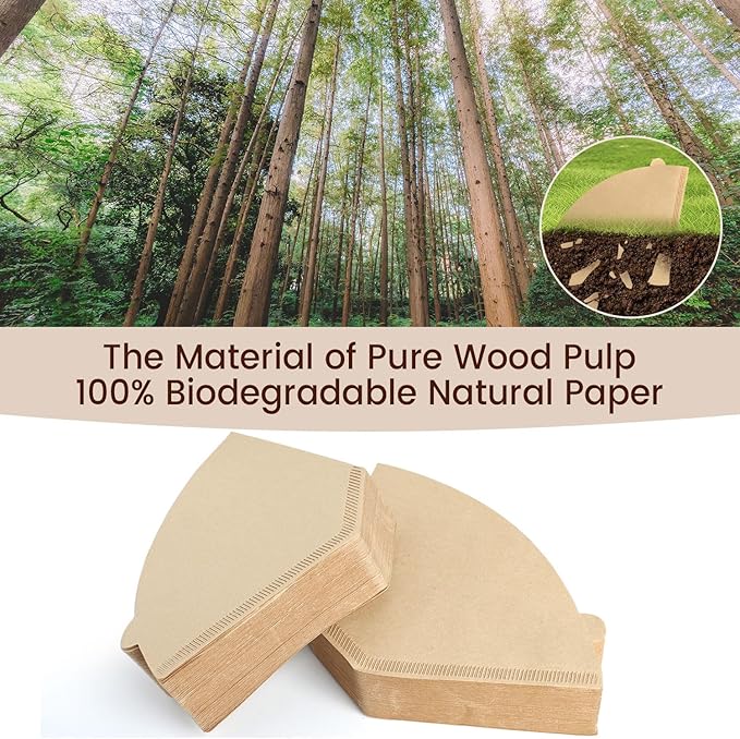 Coffee Filters 200 Count, Size 02 Cone Filters 2-6 Cup, Unbleached Disposable Natural Paper Filters, 02 Cone Filters For Pour Over and Drip Coffee Maker