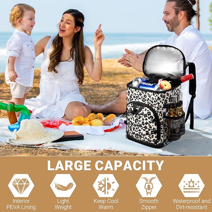 Cooler Backpack, Lightweight and Soft Backpack Cooler for Men Women, Insulated Lunch Bag for Camping Traveling Hiking