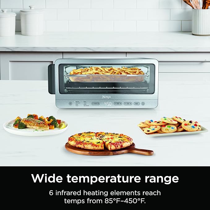 Ninja Flip Toaster Oven&Air Fryer, 8-in-1 Functionality, Flip Up&Away Capability for Storage Space, LargeCapacity, Air Fry Basket, SheetPan, Wire Rack&Removable Crumb Tray, Stainless,1800 watts, SP151