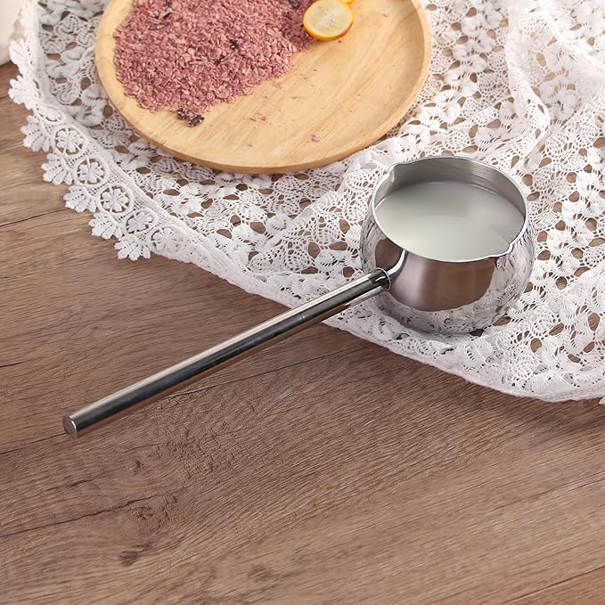 IMEEA Mini Butter Warmer Pot with Long Handle Induction Milk Warmer Pot Small Saucepan SUS304 Tri-Ply Stainless Steel (10oz/300ml)