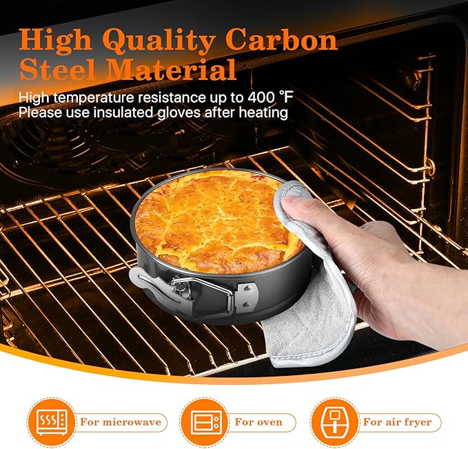 8 Pcs 4.8 Inch Springform Pans, Mini Round Cheesecake Pans with Removable Bottom, Steel Nonstick Cake Pans for Baking, Pizzas and Quiches