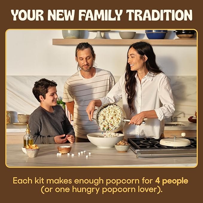 POPSMITH Mint Stovetop Popcorn Machine - 6 Quart, 10 Popcorn Kits (5 Movie Theater, 5 Kettle Corn), Stainless Steel