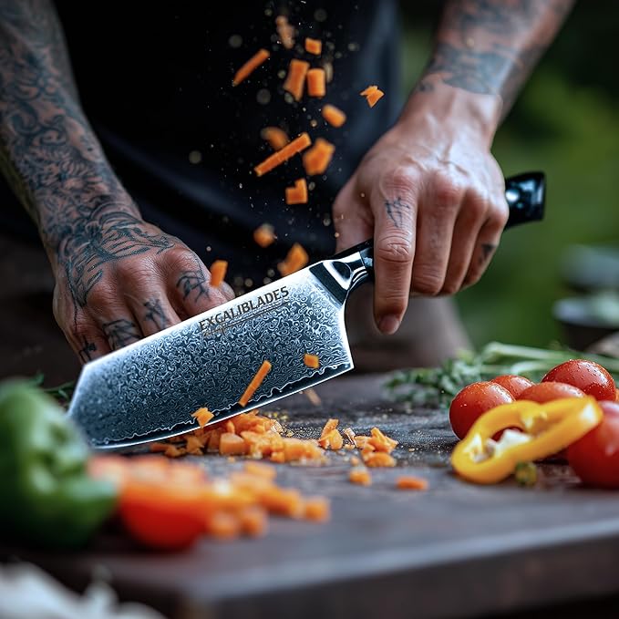 Cleaver Knife 7 Inch – VG-10 Damascus Stainless Steel, Razor Sharp, Full Tang, Ergonomic G10 Handle – Heavy Duty Kitchen Knife for Meat, Bone, Vegetables, BBQ – Durable, Rust-Resistant
