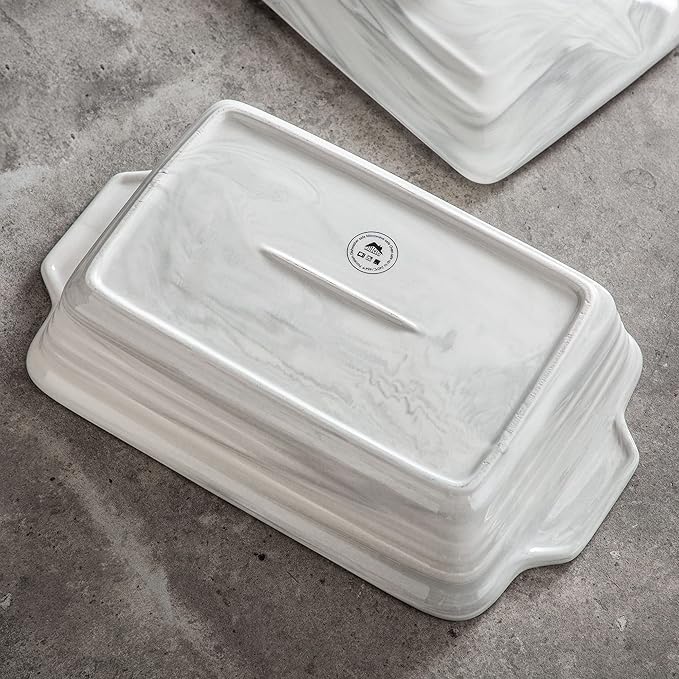 MALACASA Large Casserole Dish with Lid, 4.4 Quart Ceramic Baking Dish for Oven, 13 x 9 Lasagna Pan Deep with Lid, Microwave, Dishwasher Safe, Series BAKE-GREY
