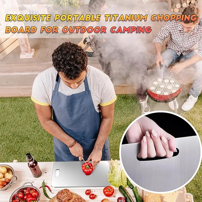 Katuchef Titanium Cutting Board 100% Pure Titanium Cutting Boards for Kitchen Non Toxic, Double-Sided Medical-Grade Hygiene Durable Non Moldy Dishwasher Safe Meat Fruit metal Board (1PC 11*15.5 Inch)