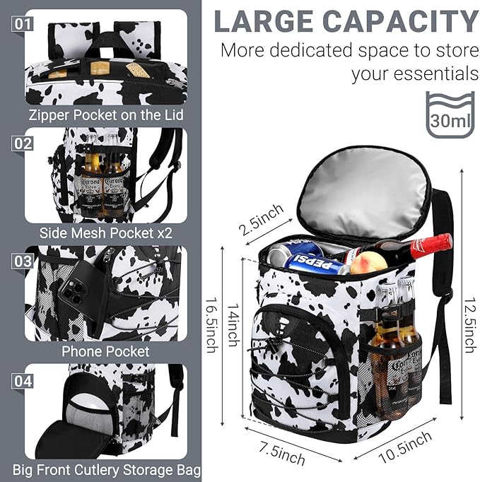 Cooler Backpack, Lightweight and Soft Backpack Cooler for Men Women, Insulated Lunch Bag for Camping Traveling Hiking