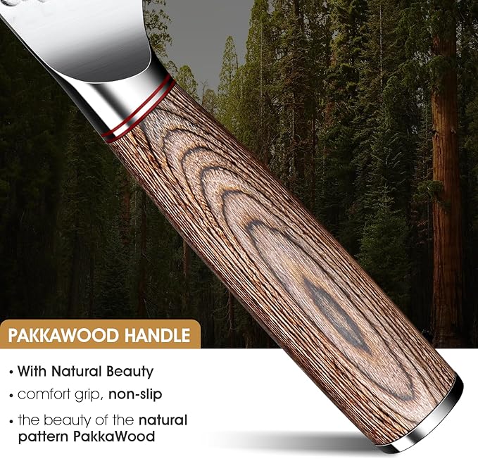 Huusk Bread Knife 10-Inch Japan Professional High Carbon Steel Hand forged Ultra Sharp Serrated Knife Wide Wavy Edge Bread Slicing Knife for Homemade Bread Cake Father's Day Christmas Gift