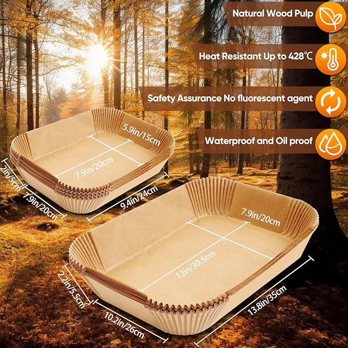 Air Fryer Liners Disposable 150Pcs for Ninja Foodi DZ071 7-Qt/11-Qt/Instant 9 Qt Dualzone Flex Basket Air Fryer,100Pcs Small Airfryer Liners for Dualzone Flexbasket & 50Pcs Air Fryer Parchment Paper