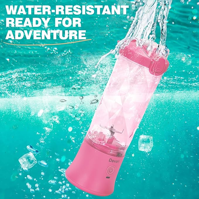 Pink Portable Blender - 270W USB Rechargeable, 20 oz BPA-Free Cup & Travel Lid for Shakes & Smoothies