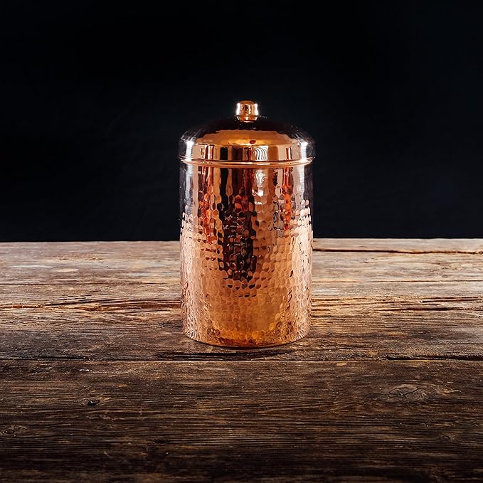 Sertodo Copper Kitchen Canisters | Polished, 2 Quart Capacity | Elegant Functional Storage | Hammer Polished for Shine & Durability | Eco-Friendly Recycled Copper | Timeless Elegance for Your Kitchen