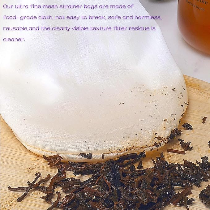 WMKGG Ultra Fine Mesh Strainer Bags, Reusable Mesh Filter Bags with Stainless Steel Handle Frame for Filter NutMilk, Coffee, Milk, Butter, Juices and Fresh Cheese (Medium Size)(7.5"Wx12.2"D)