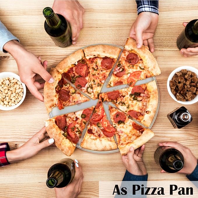 P&P CHEF Pizza Pan Bakeware for Home Kitchen, Stainless Steel Pizza Tray for Baking Pizza, Healthy & Reusable & Easy Clean, Oven & Freezer Safe, 10 Inch & Silver