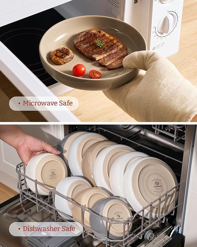 famiware Milkyway 33 oz Bowl Set, Pasta Bowls Set of 4, Salad Bowls Perfect for Your Friend for Housewarming, Thanksgiving, Christmas, Cinnamon Brown