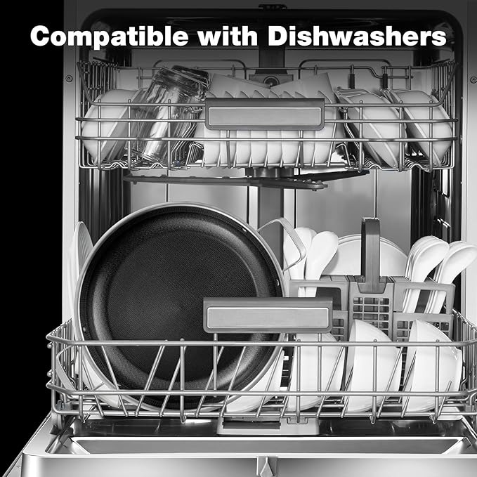 14 Inch Paella Pan with Lid, Ceramic Nonstick & Stainless Steel Induction Ready, 12-Serving Large Skillet, Oven Safe 550°F for Paella, Searing, Frying (Family Gathering & Outdoor Cooking)