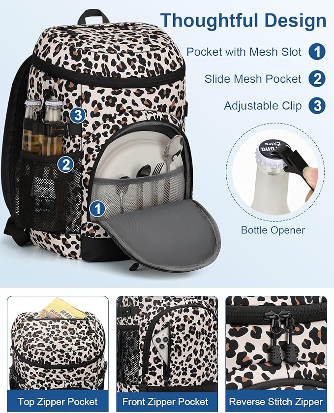 Cooler Backpack Insulated Waterproof,30 Cans Backpack Coolers Leakproof Lunch Backpack for Men Women Portable Soft Cooler Bag for Beach Camping Travel Picnic