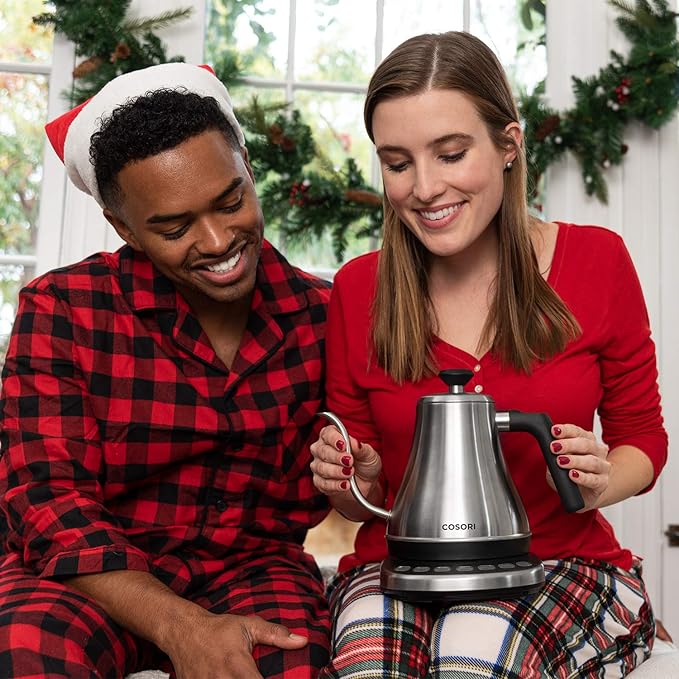 COSORI Gooseneck Electric Kettle with 5 Variable Presets, Pour Over & Coffee maker, 100% Stainless Steel Inner Lid & Bottom, 1200 Watt Quick Heating, 0.8L, Silver