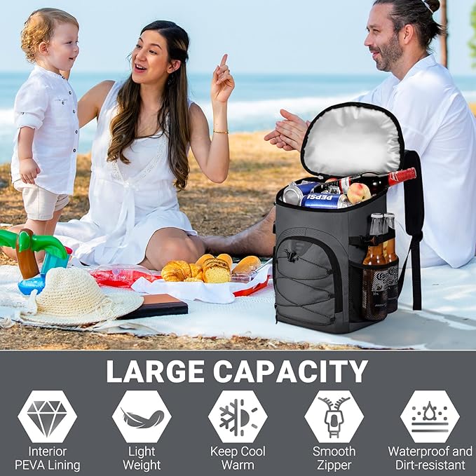 Cooler Backpack, Lightweight and Soft Backpack Cooler for Men Women, Insulated Lunch Bag for Camping Traveling Hiking