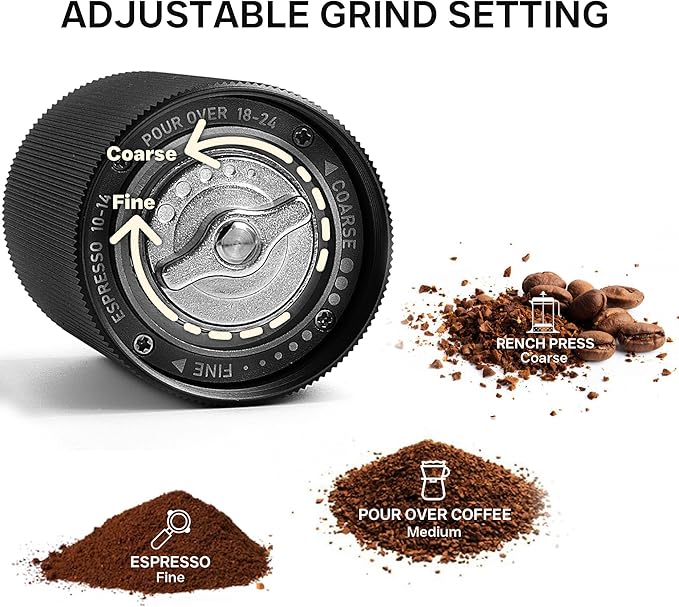 Mini Manual Coffee Grinder, 40 Adjustable Settings, Portable Hand Mill with 30g Capacity, Conical Burr for Espresso, Pour Over, Travel, Camping, Office (Black)