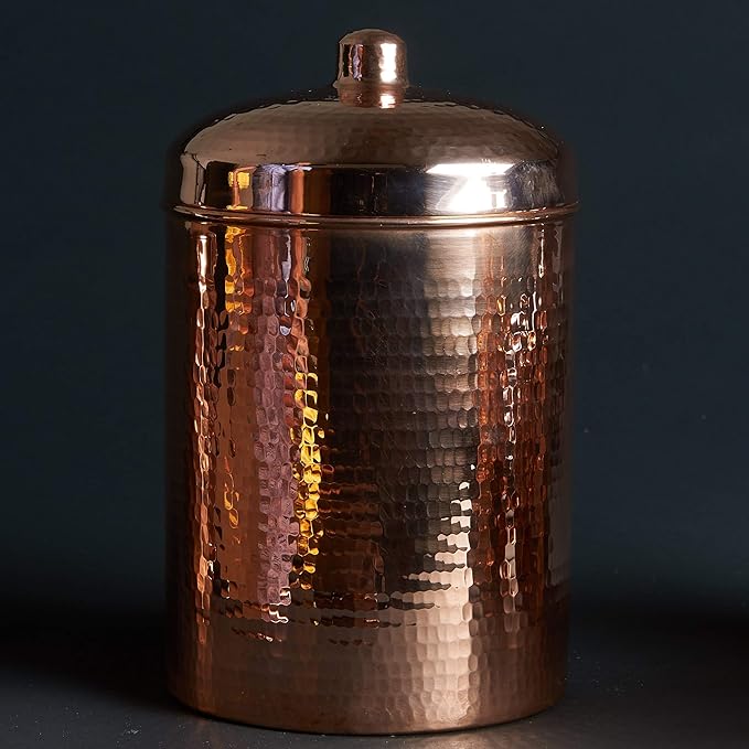 Sertodo Copper Kitchen Canisters | Polished, 5 Quart Capacity | Elegant Functional Storage | Hammer Polished for Shine & Durability | Eco-Friendly Recycled Copper | Timeless Elegance for Your Kitchen