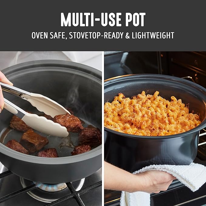 GreenLife 3.5QT Slow Cooker, Non-Toxic PFAS-Free Ceramic Nonstick Removable Interior Bowl, Programmable, Keep Warm, Stovetop & Oven Safe, Dishwasher Safe Parts, Glass Lid, Black