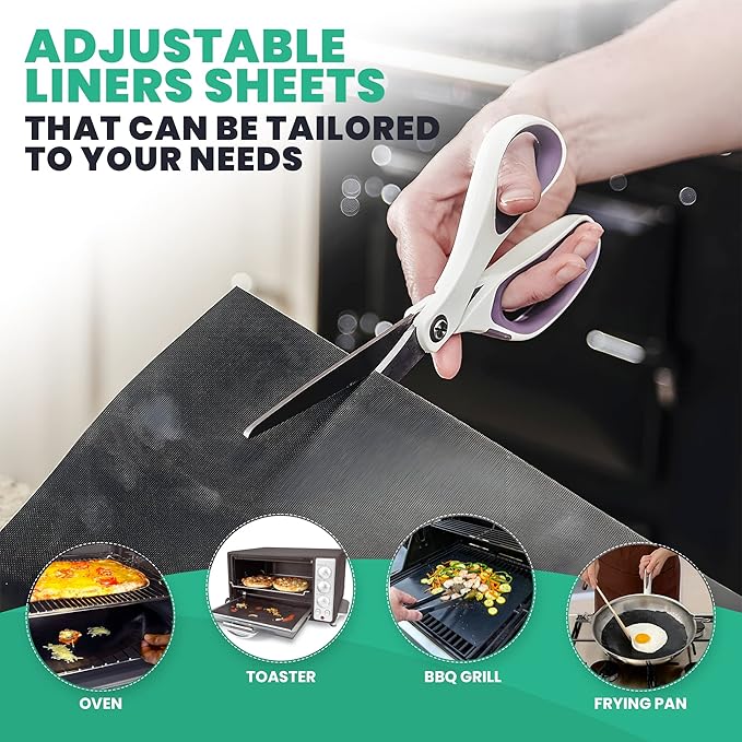 Large Heavy Duty Oven Liner (2 Pack) - 17” x 25” Non-Stick Teflon Reusable Liner for Electric Gas Toaster Ovens Grills - BPA & PFAS Free Kitchen Accessory to Keep Oven Clean