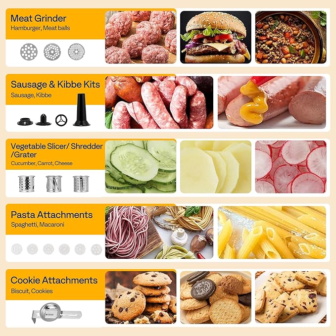 VIVOHOME 9 in 1 Multifunctional Stand Mixer with Fermentation, 6 Speed 7.5 Quart Kitchen Electric Food Mixer with Timer, Meat Grinder, Juice Blender, Vegetable Slicer, Pasta and Cookie Maker, Black