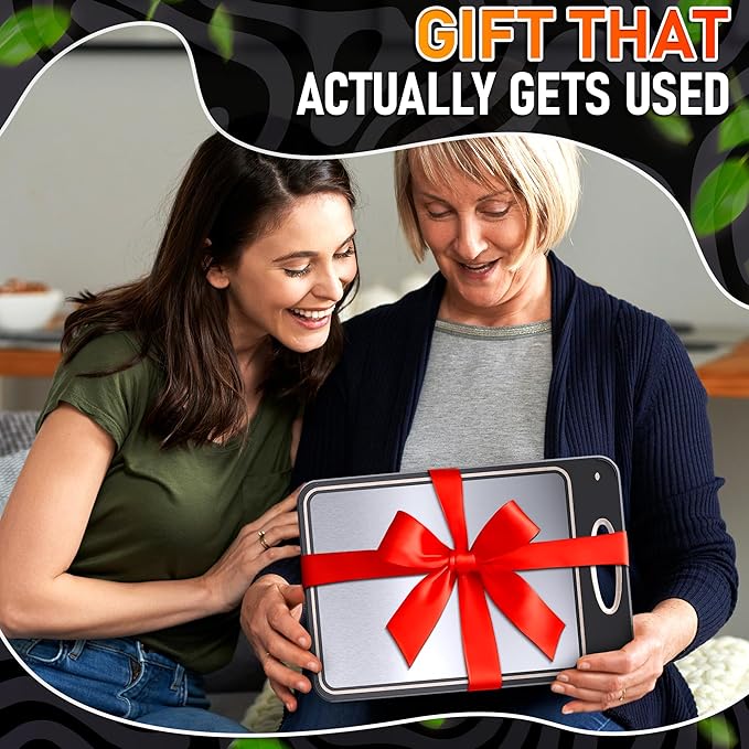 Stainless Steel Cutting Board 16x11 – 304 Stainless Steel Cutting Boards for Kitchen | Easy Grip Handle, Easy to Clean – Double Sided with PP Wheat Straw for Raw Meat, Chopping Fruits & Vegetables