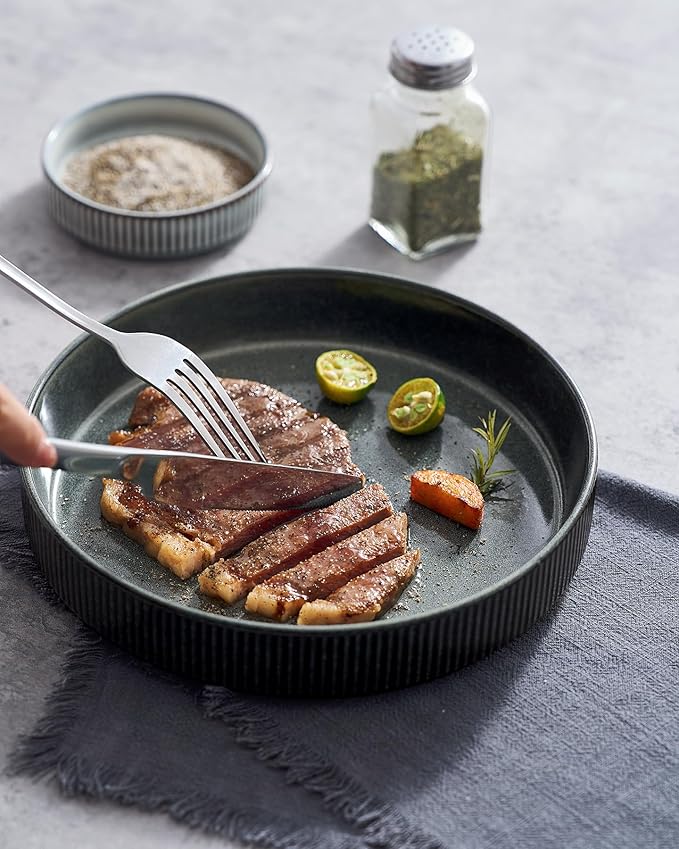 famiware Star 8.25" Pasta Bowls, Large Dinner Bowls Set of 6, Salad Bowl Plates, Shallow Bowls for Eating, Deep Forest