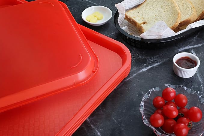 New Star Foodservice Fast Food Tray, Set of 12 (Red, 10 by 14 Inch)