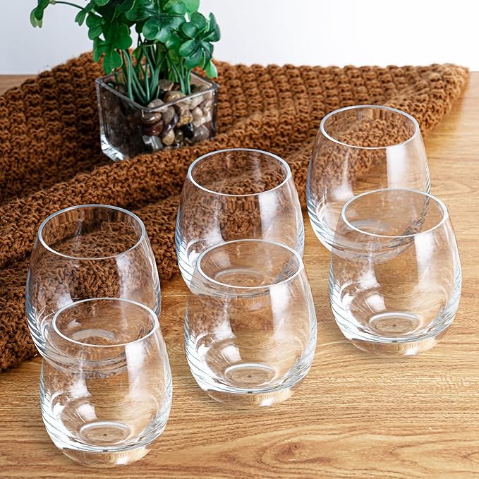 10oz Premium Plastic Wine Glasses Set of 6 Unbreakable Outdoor Wedding Cups Yacht Party Tumblers Stemless Reusable Cups for Red White Wine High-End Events