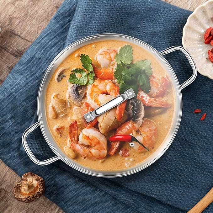 Homikit 20 Quart Soup Pot with Lid, Large Stainless Steel Stock Pot with Double Handles, Heavy Duty Cookware Induction Stockpot for Canning Steaming Simmering, Compatible All Cooktops, Dishwasher Safe