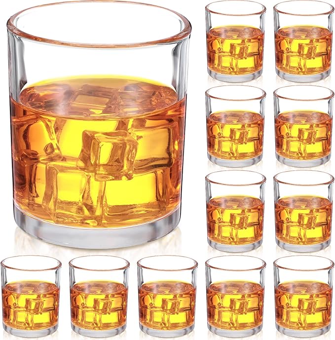 12 Pieces Old Fashioned Whiskey Glasses 10 oz Bourbon Cocktail Rocks Glasses for Whiskey Bourbon Liquor and Cocktail Drinks Gift for Men Home Bar(Classic)