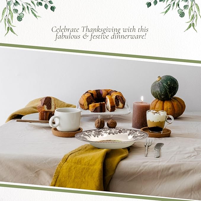 Spode Woodland Pheasant 9" Soup Plate - Rustic Fine Earthenware Bowl with Game Bird Design for Soup, Pasta or Salad - Dishwasher, Microwave, Oven & Freezer Safe - Mix & Match with Woodland or Delamere