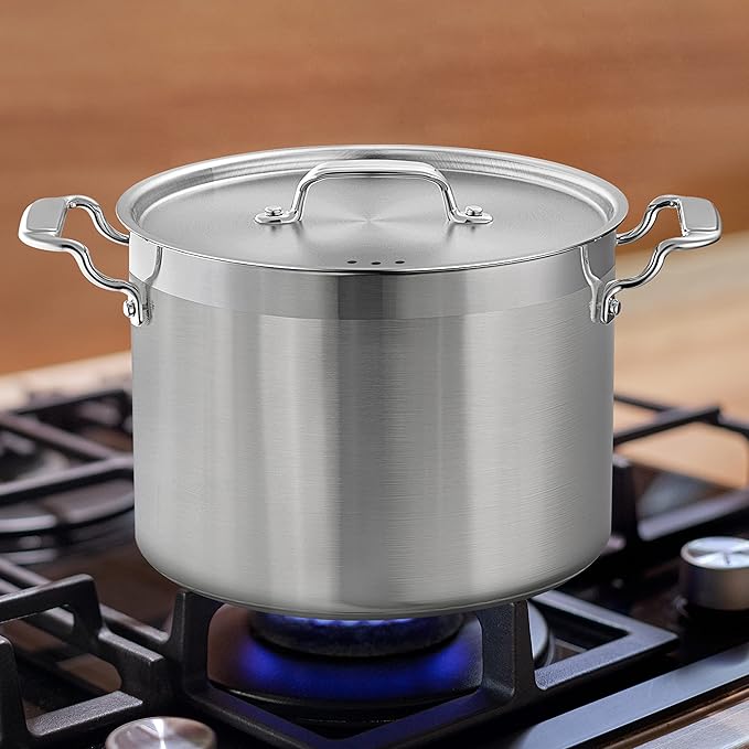 NutriChef 12-Quart Stainless Steel Stockpot with Stainless Steel Lid - 18/8 Food Grade Heavy Duty Large Stock Pot for Stew & Soup, Works w/Induction