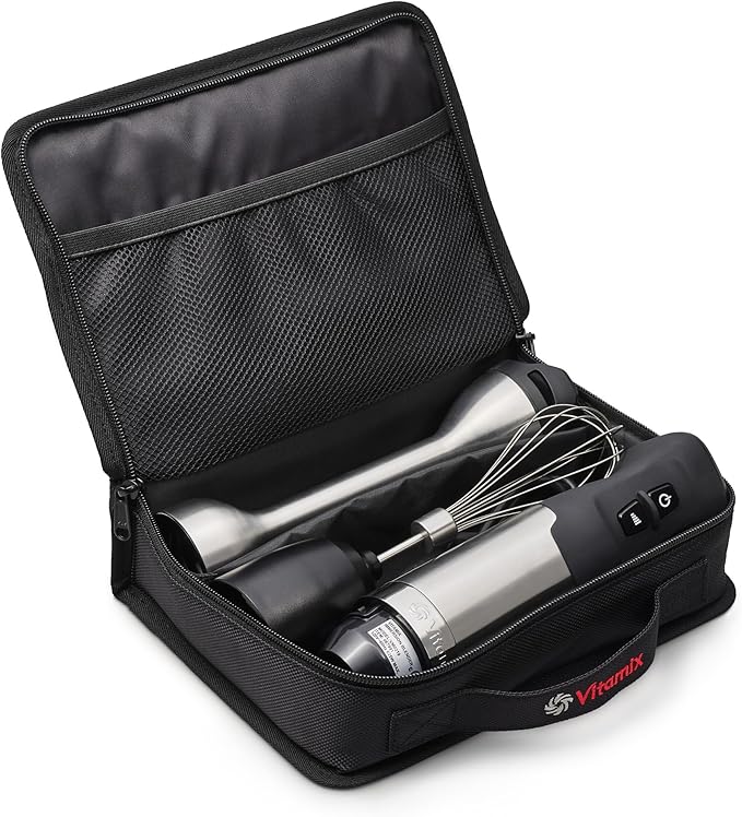Vitamix 5-Speed Immersion Blender 3-Piece Bundle, 625-Watt Motor, One-Handed Operation, 5 ft cord, includes Whisk Attachment & Storage Case, Stainless Steel/Black
