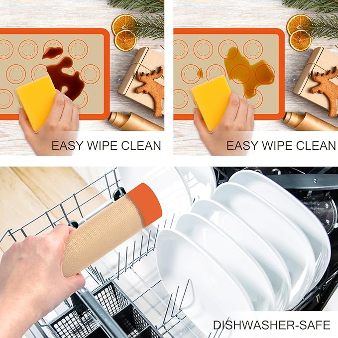 Silicone Baking Mat Set, Reusable Baking Mat, Non-Stick, Food Safe Silicone Mats for Baking, Oven Baking Sheet for Making Cookies, Macaroons, Bread