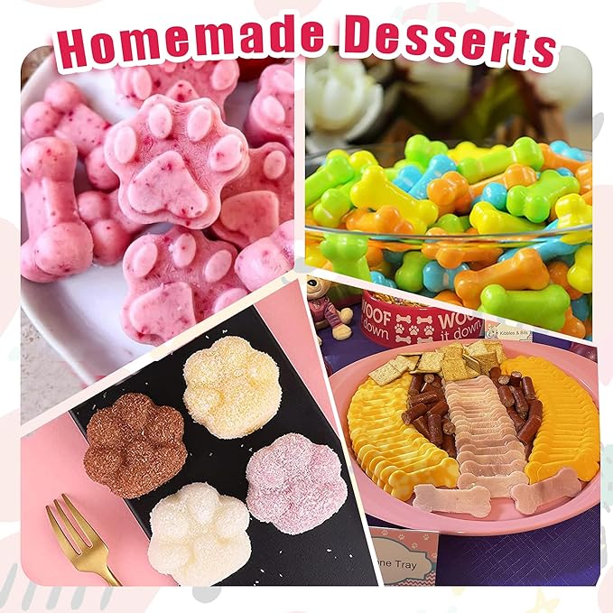 Silicone Molds Puppy Dog Paw and Bone Molds for Baking,Chocolate Molds,Silicone Dog Treat Mold - 6 Pack