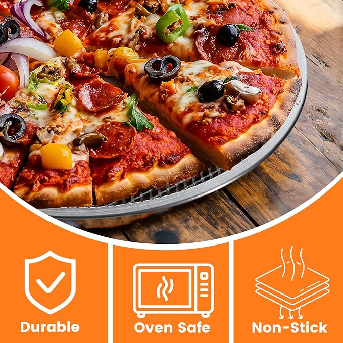 Tobeelec 4 Pcs Aluminum Pizza Screen Set, Alloy Seamless Pizza Screen, Non Stick Aluminum Mesh Baking Tray for Oven, Seamless, Rust-Free, Durable Baking Trays for Crispy Crus(8/10/12/14 Inch)