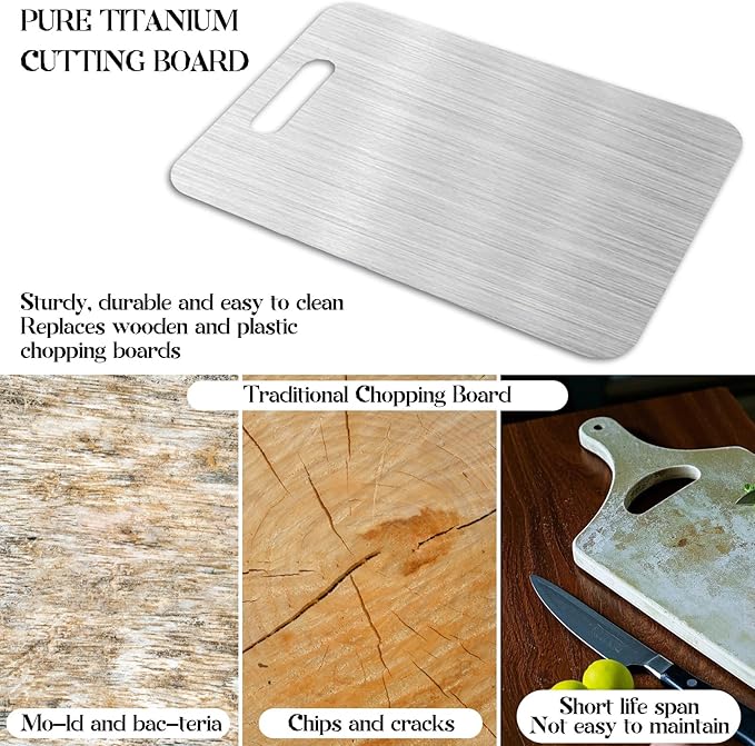 Titanium Cutting Boards for Kitchen 304 Stainless Steel Cutting Board 18x12in Metal Chopping Board Double-Sided Use Perfect for Various Cooking Tasks