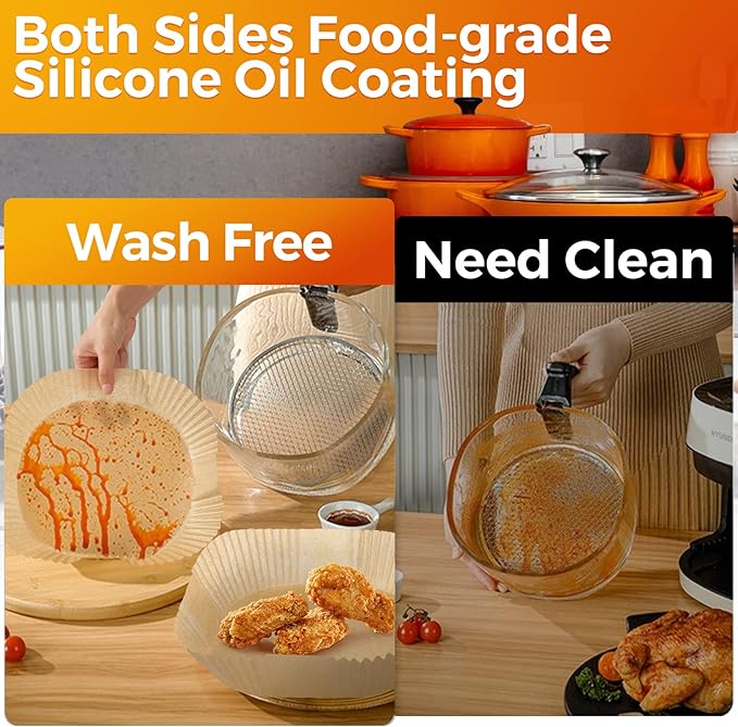 360 Pcs Air Fryer Liners Disposable, 8" Square Air Fryer Paper Liners, Unbleached Parchment Paper for Air Fryer Basket, Non-Stick & Leakproof Baking Liner for Microwave Oven Pan
