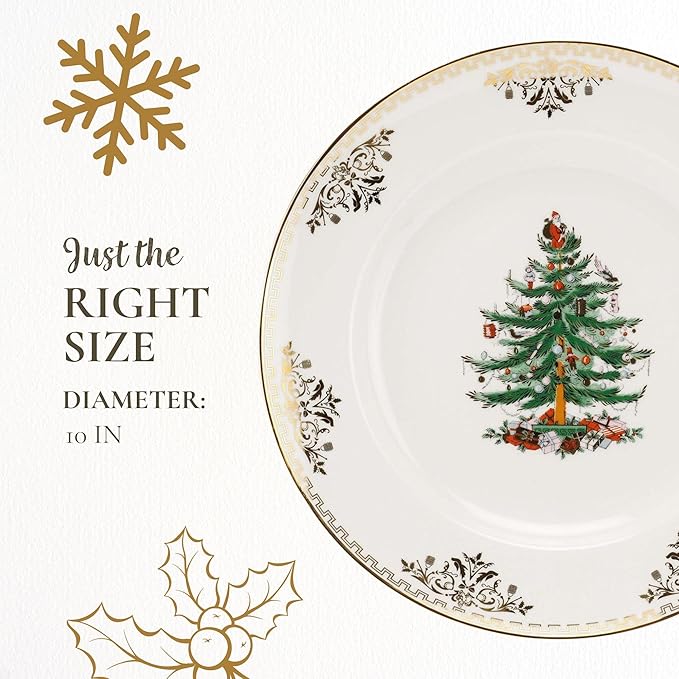 Christmas Tree Gold Dinner Plate (Set of 4)